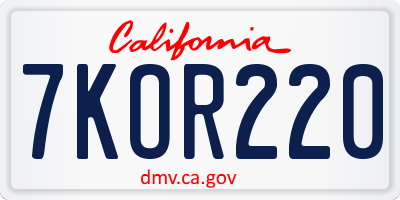 CA license plate 7KOR220