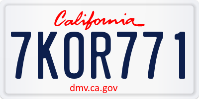 CA license plate 7KOR771