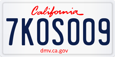 CA license plate 7KOS009