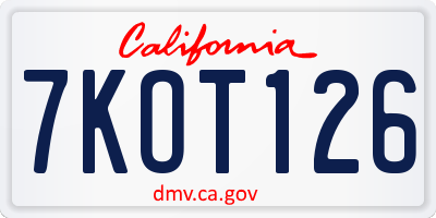 CA license plate 7KOT126