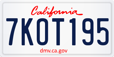 CA license plate 7KOT195