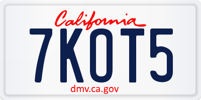 CA license plate 7KOT5