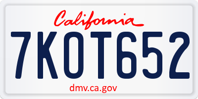 CA license plate 7KOT652