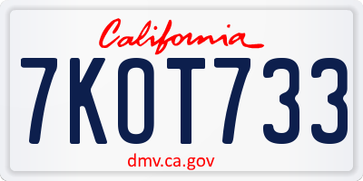 CA license plate 7KOT733