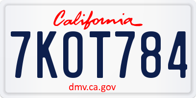 CA license plate 7KOT784