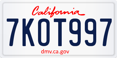 CA license plate 7KOT997