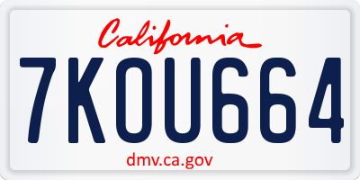 CA license plate 7KOU664