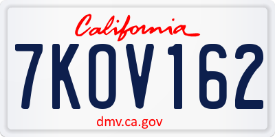 CA license plate 7KOV162