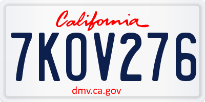 CA license plate 7KOV276