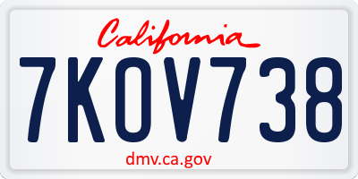 CA license plate 7KOV738