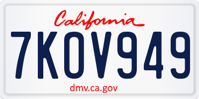 CA license plate 7KOV949
