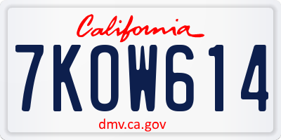 CA license plate 7KOW614