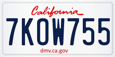 CA license plate 7KOW755