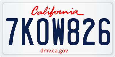 CA license plate 7KOW826