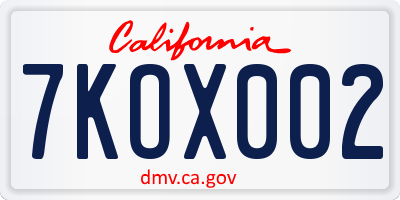 CA license plate 7KOX002