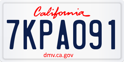 CA license plate 7KPA091