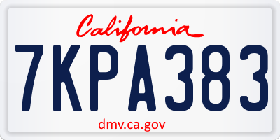 CA license plate 7KPA383