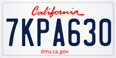 CA license plate 7KPA630