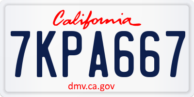 CA license plate 7KPA667