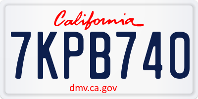 CA license plate 7KPB740