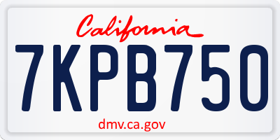 CA license plate 7KPB750