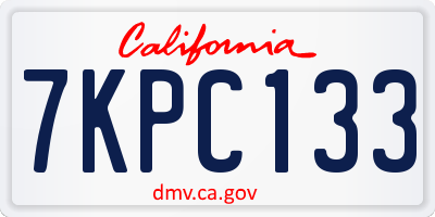 CA license plate 7KPC133