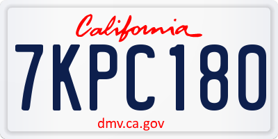 CA license plate 7KPC180