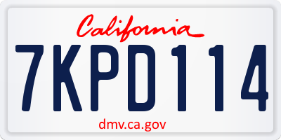 CA license plate 7KPD114