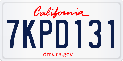 CA license plate 7KPD131