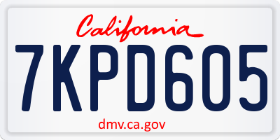 CA license plate 7KPD605