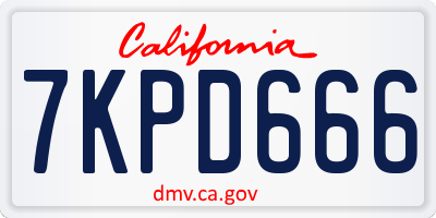CA license plate 7KPD666