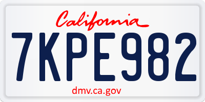 CA license plate 7KPE982