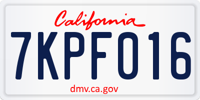 CA license plate 7KPF016