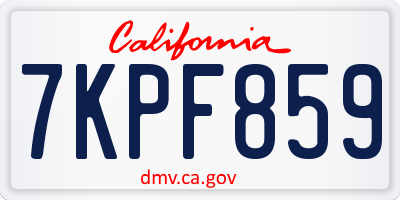 CA license plate 7KPF859