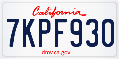 CA license plate 7KPF930