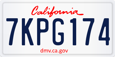CA license plate 7KPG174
