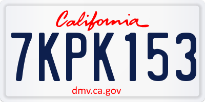CA license plate 7KPK153