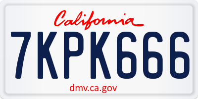 CA license plate 7KPK666