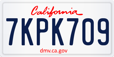 CA license plate 7KPK709