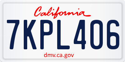 CA license plate 7KPL406
