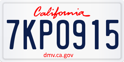CA license plate 7KPO915