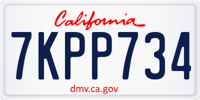 CA license plate 7KPP734