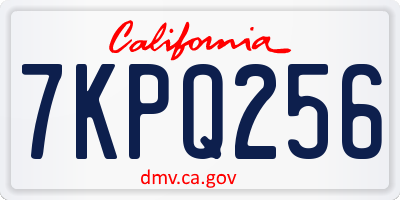 CA license plate 7KPQ256