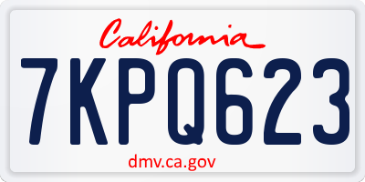 CA license plate 7KPQ623