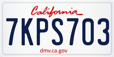 CA license plate 7KPS703