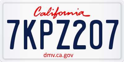 CA license plate 7KPZ207