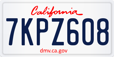 CA license plate 7KPZ608