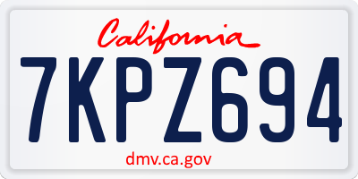 CA license plate 7KPZ694