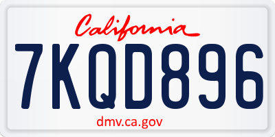 CA license plate 7KQD896