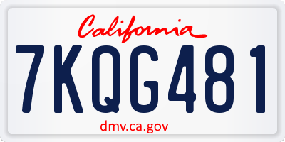 CA license plate 7KQG481